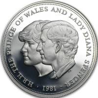 (1981) Монета Великобритания 1981 год 25 нов пенсов "Принц Чарльз и Диана Свадьба"  Медь-Никель  UNC
